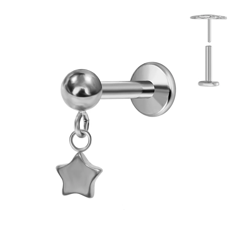 G23 Titanium Water Drop CZ Labret Piercing Earring Stud
