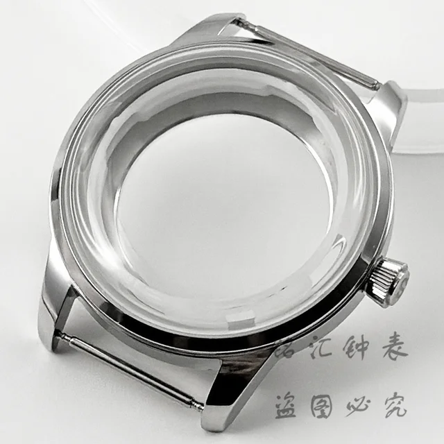 40mm stal nierdzewna srebrne koktajle łukowate szklane etui na zegarek pasuje do mechanizmu NH35 NH36 7S26 7S36 4R35 4R36
