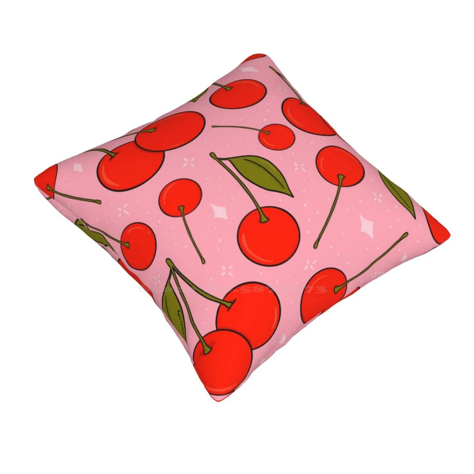 Cherries On Top Pillows Case Bedroom Home Decoration Cherry Cherries Fruit Food Pattern Pink Red Green Cute Sparkle Glitter