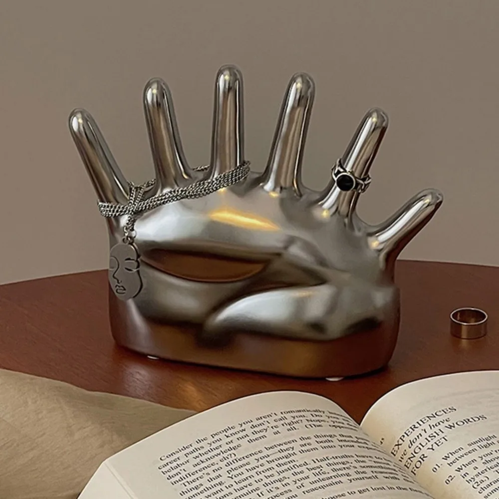

6 Fingers Palm Shape Rings Holder Resin Crafts Jewelry Display Stand Simple Vintage Palm Shape Jewelry Display Stand