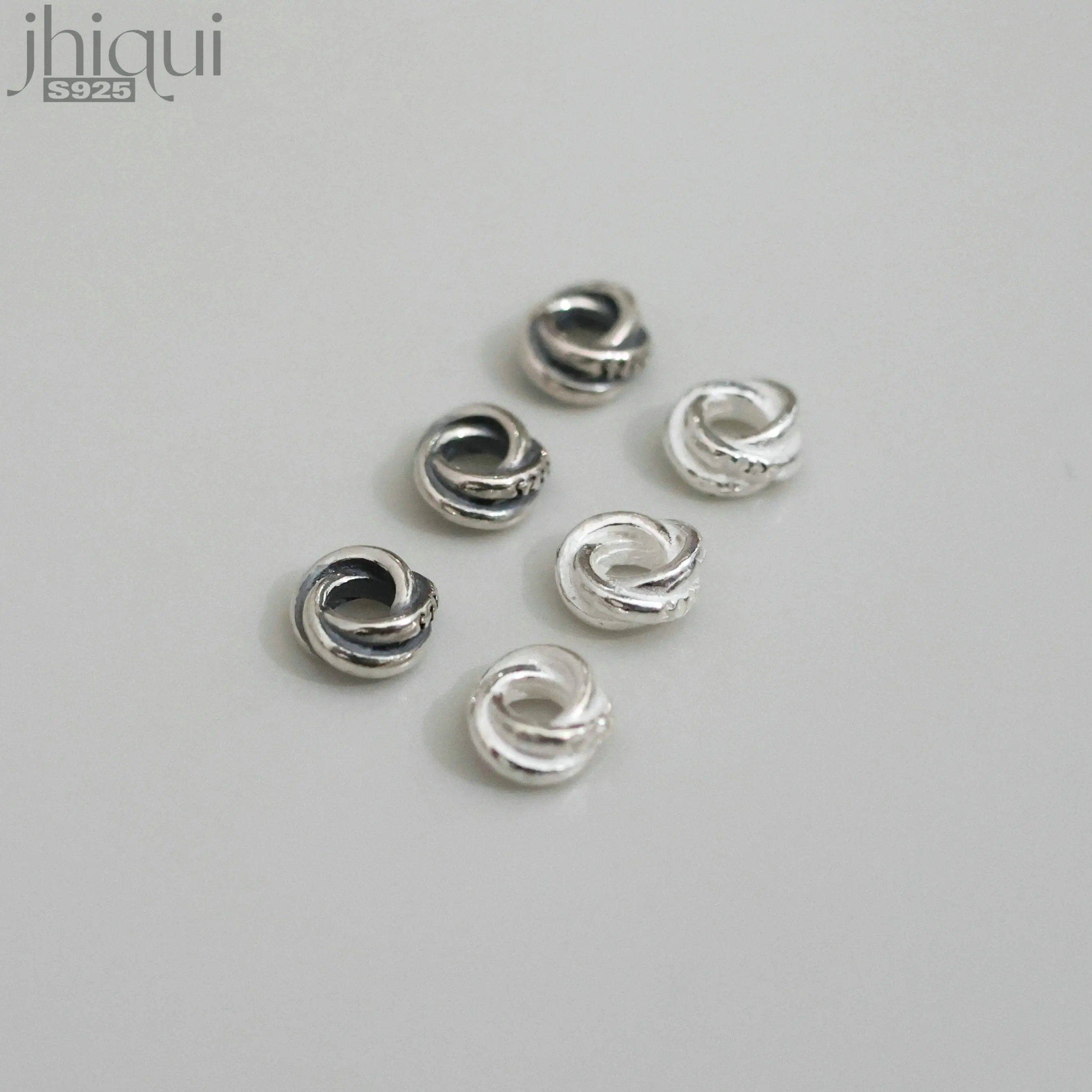 

2pcs 100% Solid 925 Sterling Silver Twist Spacer Loose Beads for DIY Fine Jewelry Finding JQ0035