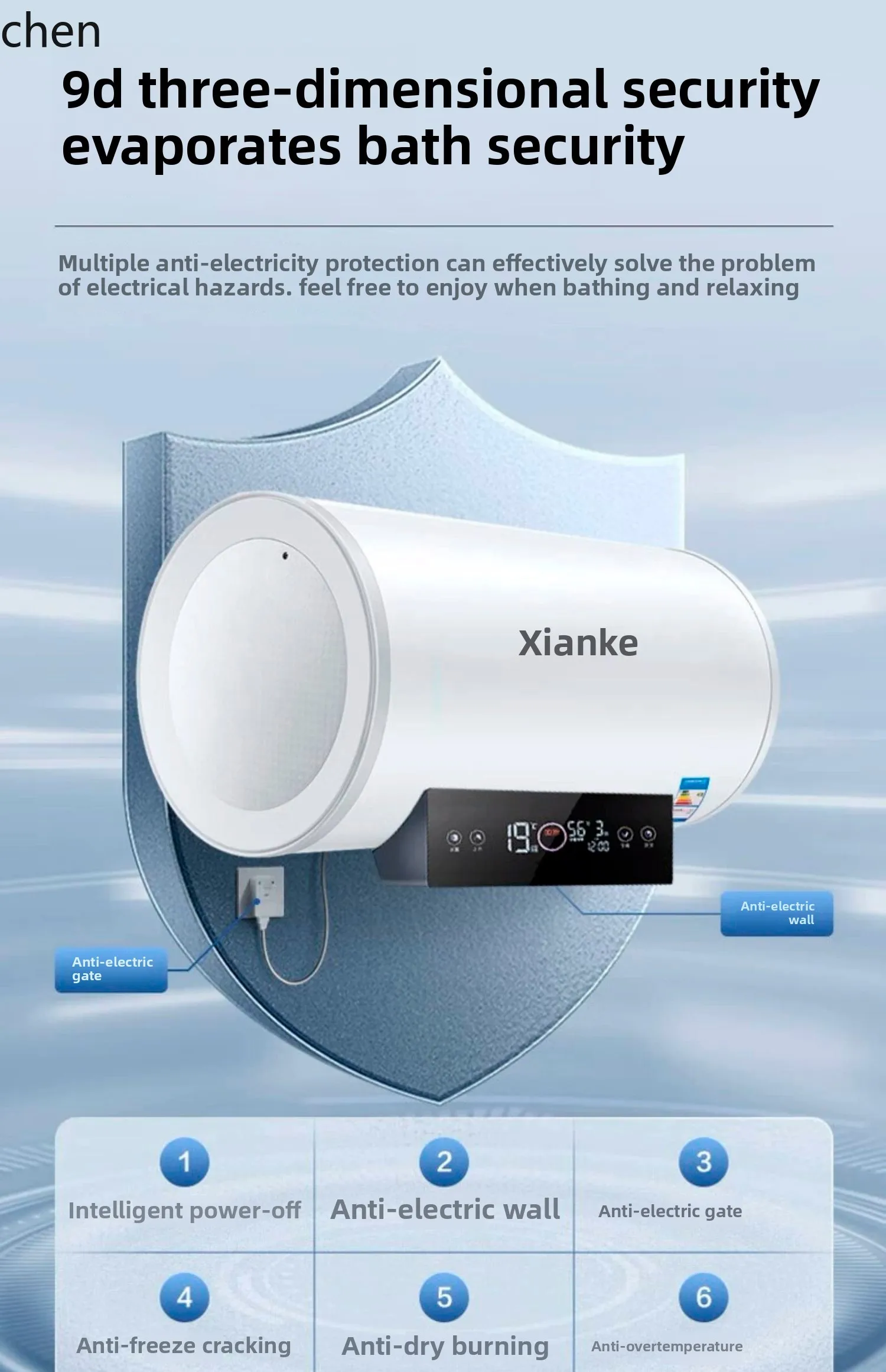 ZML scaldabagno elettrico doccia elettrica per bagno domestico piccolo bagno d'acqua con accumulo rapido del calore