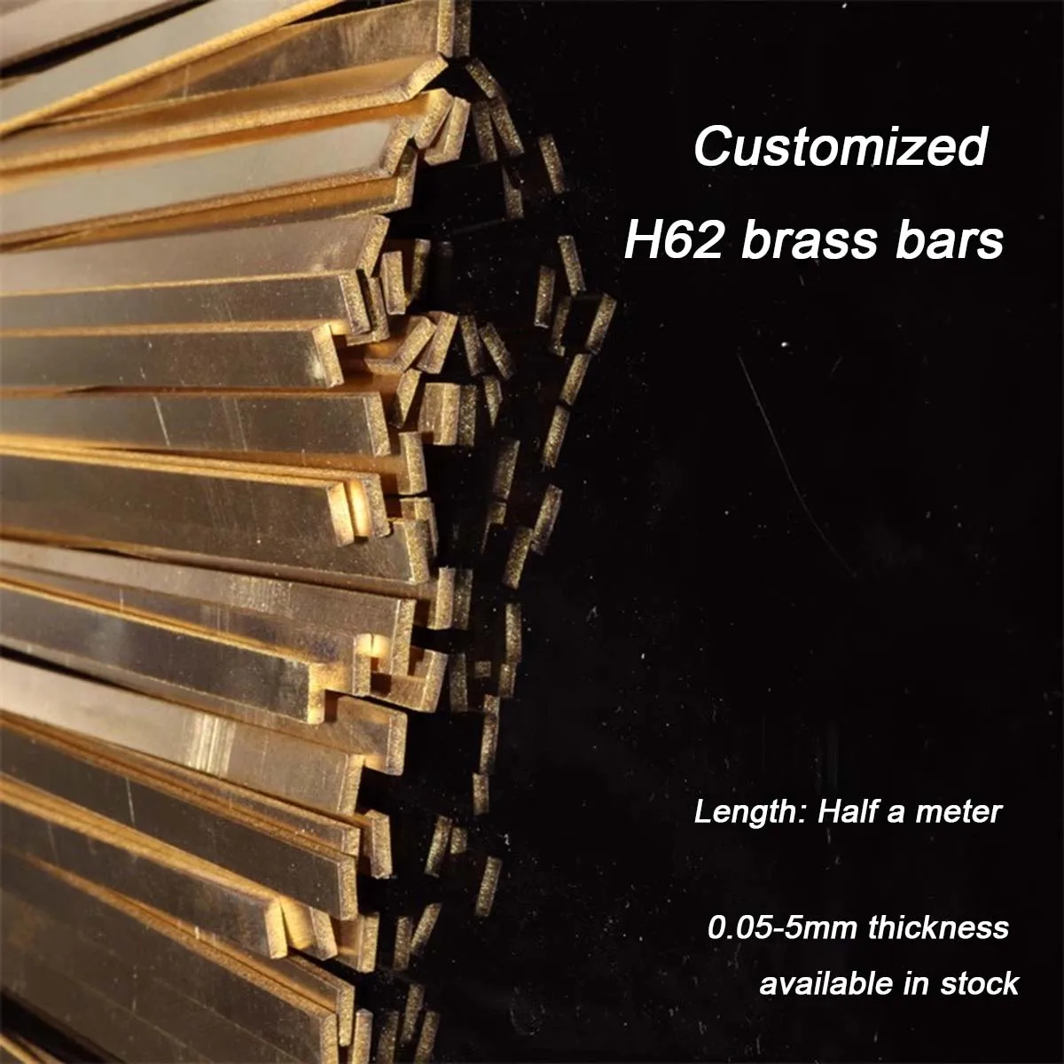 Customized H62 Brass Bars, Flat Square Copper Bars, 3 4 5 6 8 10 20 30 40 50