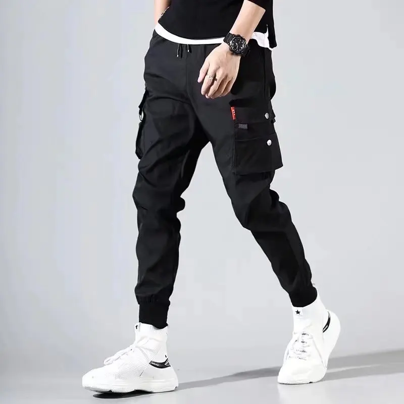 Spring and Summer Overalls Men2022New Korean Style Ankle Tied All-Matching Casual Pants Mechanical Style Teen Trousers Men