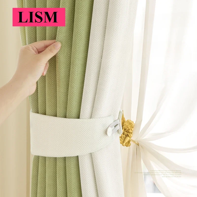 

Chenille Curtains Light Luxury Modern Simple Living Room Bedroom Blackout Thickened Cloth Solid Color Decor Custom Other Colours