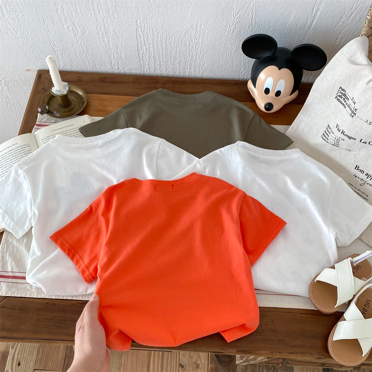 الطفل التي شيرت المطبوعة الصيف ميكي ماوس الملابس ديزني الأطفال تي شيرت الاطفال قصيرة الأكمام التي شيرت أزياء عارضة ارتداء #3
