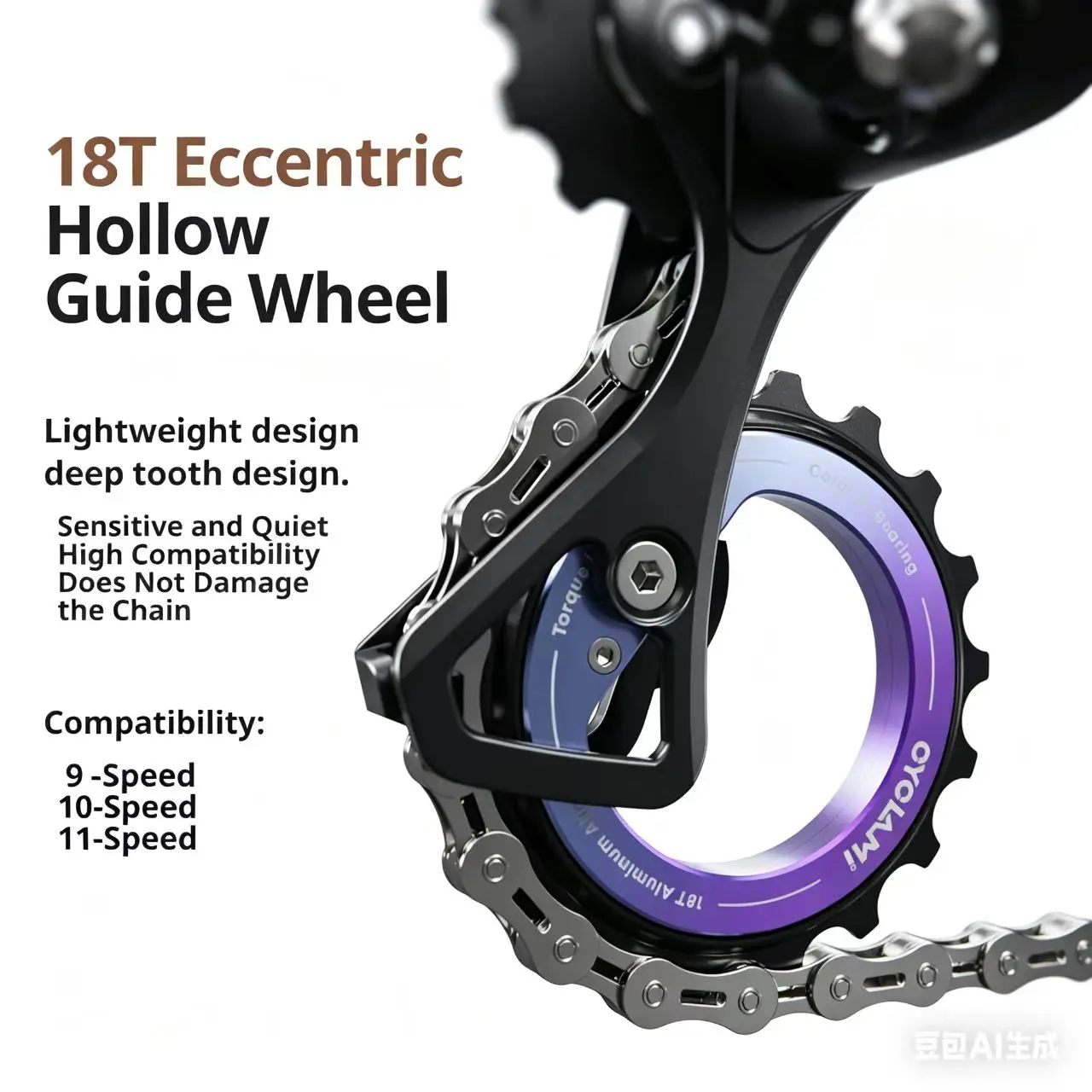 Polea Hueca de 18T con Rodamiento Cerámico para Desviador Trasero de Bicicleta de Carretera R8000 R7000 L-TWOO ERX ER9 R9 R7