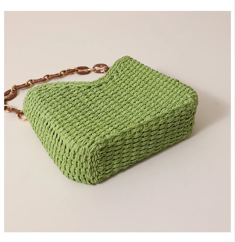 Straw Woven Bag for Women: Solid-Color Shoulder Bag for Beach Vacations Soft, Durable, and Spacious Tote Bag - view 6