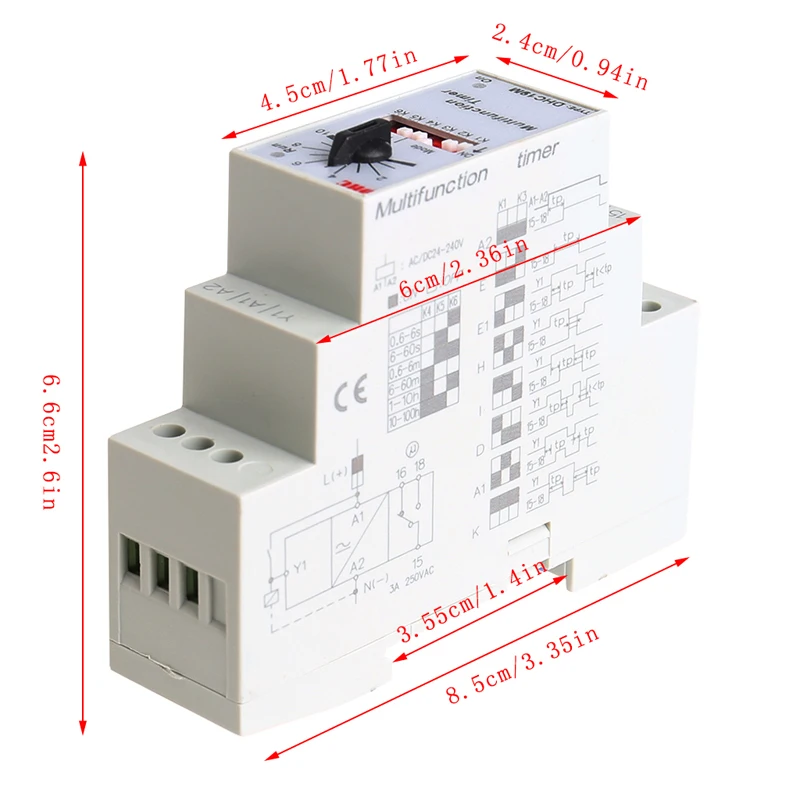 1Pc for DC 24-240V DHC19-M Multifunction Timer for Time