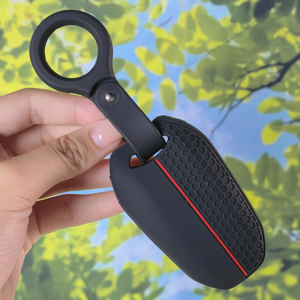 Honeycomb Silicone 4 Button Key Fob Cover With Keychain For Peugeot Traveller Expert Citroen Jumpy Dispatch SpaceTourer