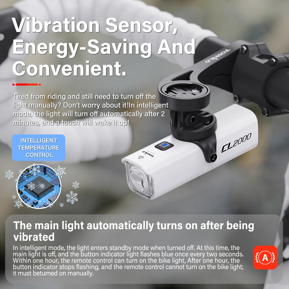 TOWILD CL2000 إضاءة دراجة هوائية مع شعاع خط القطع 2000LM قابلة للشحن 5000mAh Led الدراجة الجبهة أضواء IPX6 الجبلية الدراجات العلوي