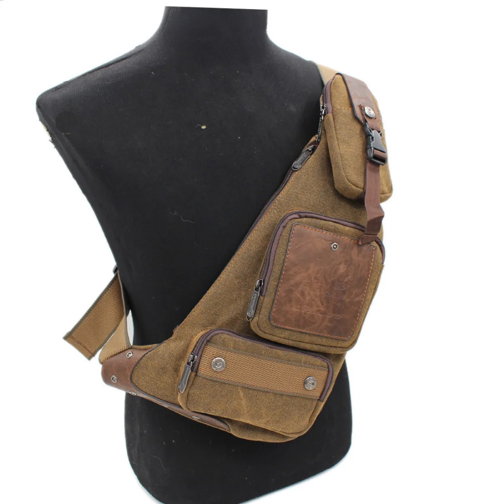 Sling Chest Back Pack Male Cross Body Bags Travel Trend Multi-purpose Men Canvas Assault One Shoulder Rucksack Messenger Bag