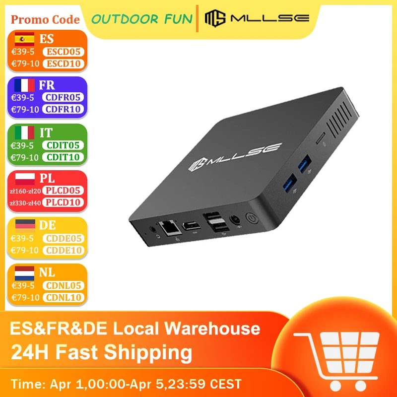 MLLSE M2 Mini PC Intel N3350 6GB RAM 64GB SSD Windows 10 PC Dual-Band WIFI/Bluetooth tutto In un