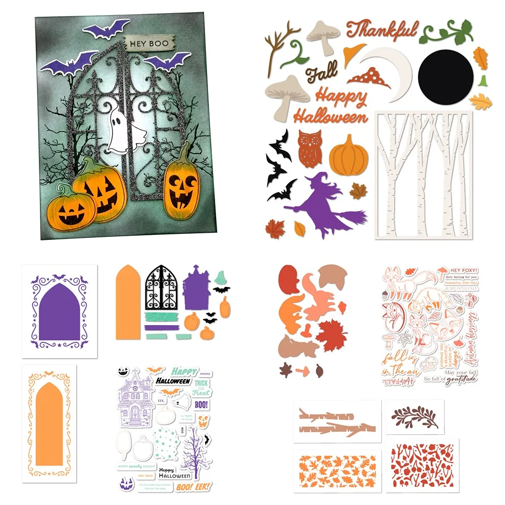 

2024 Forest Halloween Night Metal Cutting Dies And Stamps For Scrapbooking Stencil Embossing Mold DIY Paper Cards Craft Cutting