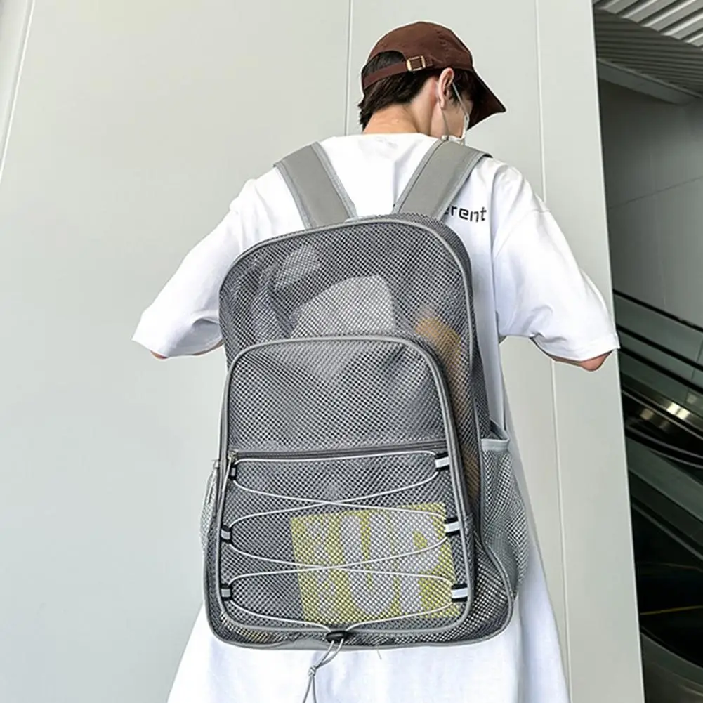 

School Mesh Backpack Multi-compartment Travel Backpack with Adjustable Straps Zipper Closure Ideal for Gym Camping Beach