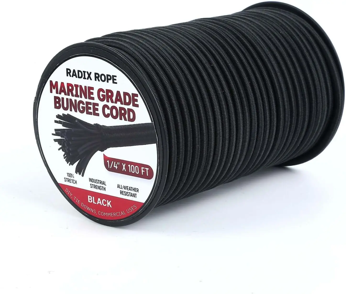 

Marine Grade Bungee Cords Heavy Duty Outdoor - Bungee Cord Roll - 100% Stretch Elastic Cord for Kayak Deck, Camping, Crafting