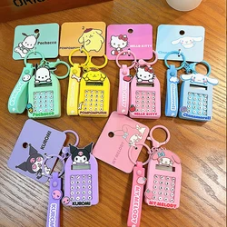 Cute Sanrio Mini Calculator With Keychain Cartoon Anime Calculator Key Holder School Bag Pendant Accessories Lovely Gifts