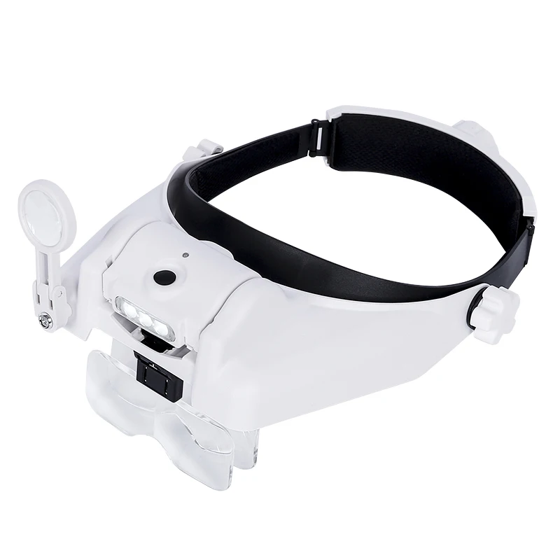 

LED Headband Magnifier Hands Free Magnifying Glasses For Jewelry Loupe Watch Electronic Repair 1x1.5x2.5x3.5x USB Lens Loupe