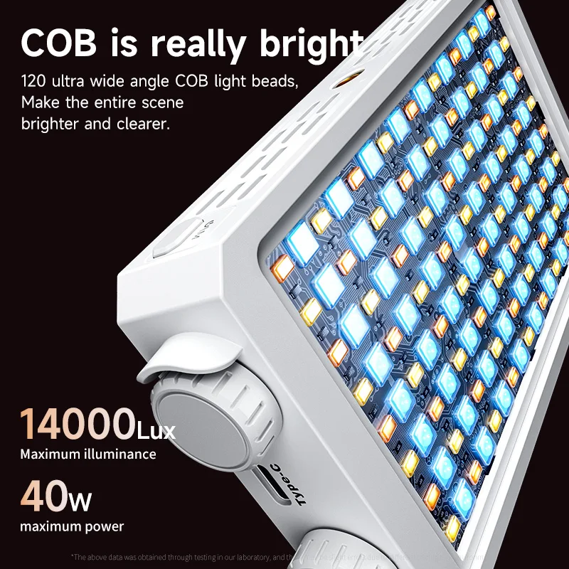 40W LED Camera Light 2800K-9000K Handheld Fill Light 4400mAh Rechargeable Photography Lighting Video Light
