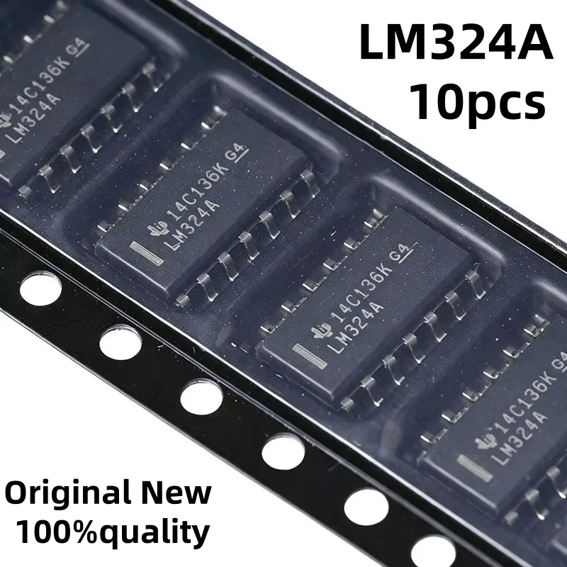 10pcs SMD LM324ADR LM324A SOIC-14 Four-Way Operational Amplifier IC Chip 100% Brand New Original