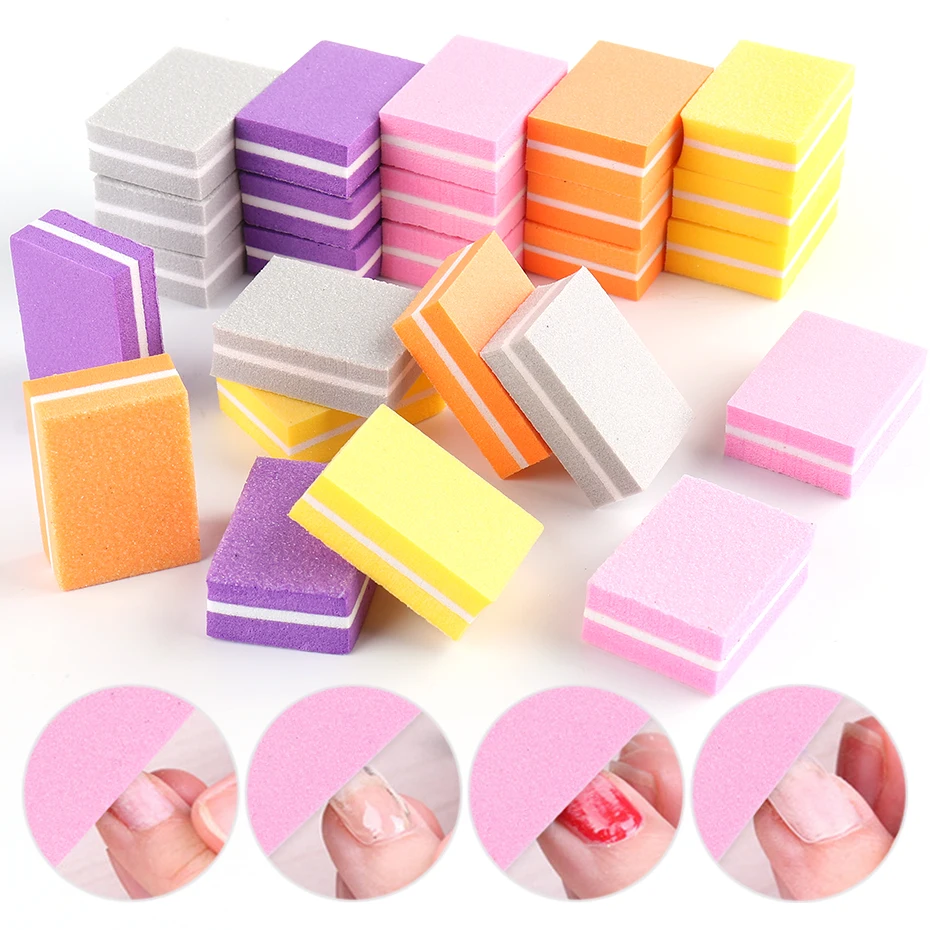 10pcs/lot Sanding Nail File 100/180 Double Side Sanding Buffer Block Set Mini Durable Grinding Polishing Manicure Tools JI1824