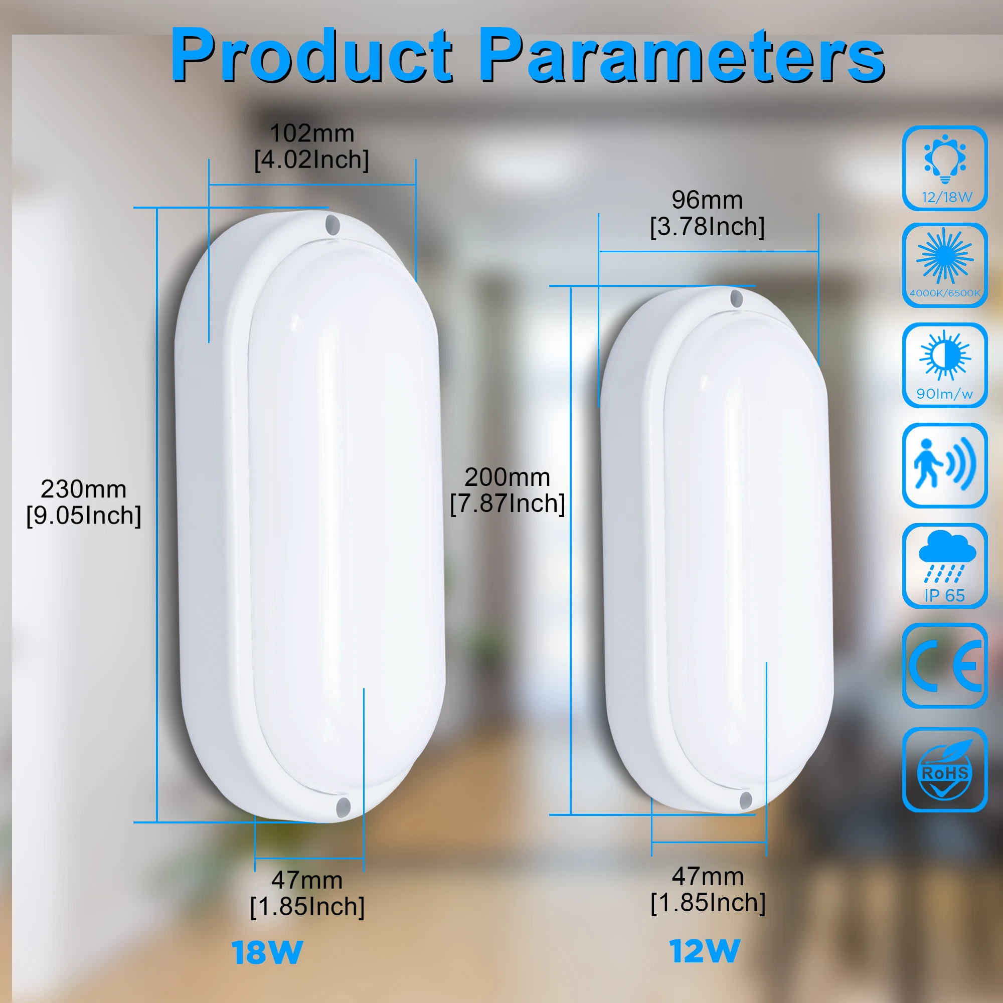 2 PACK LED Moisture Proof Lamp,Cellar Oval Light,Indoor Outdoor IP65Ceiling Light Wall Light for Wet Locations