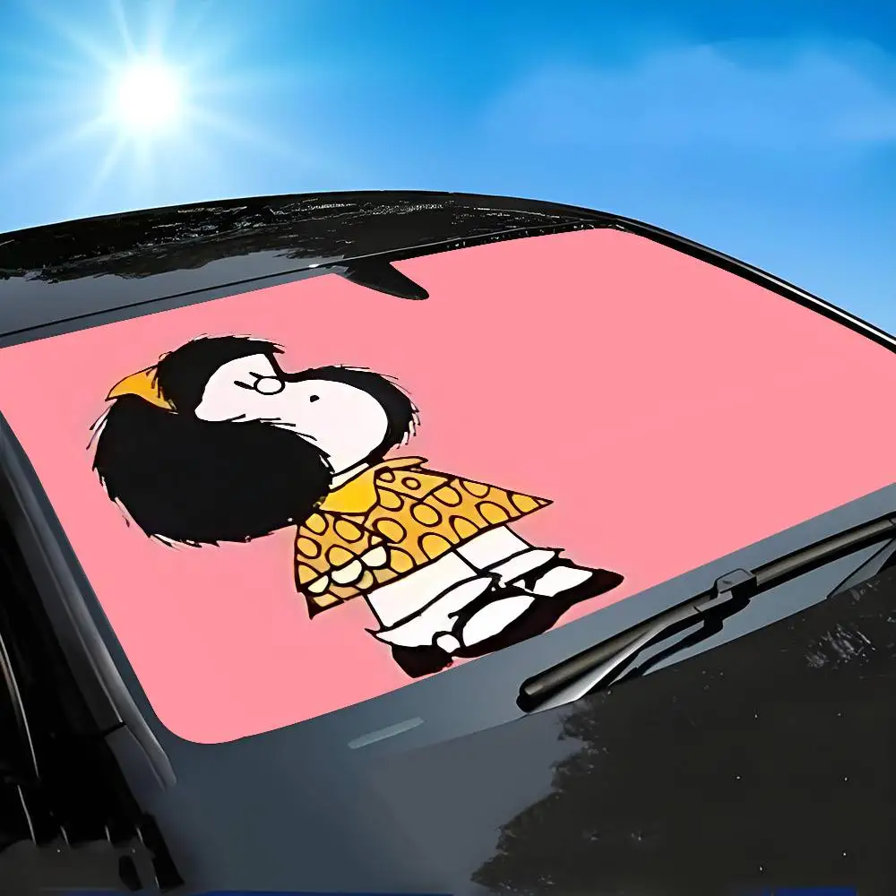 M-Mafalda Cartoon Car SunShade Windscreen Front Window Visor 70x130cm Sun Visor Solar Protect Plaid Gift Novelty Car