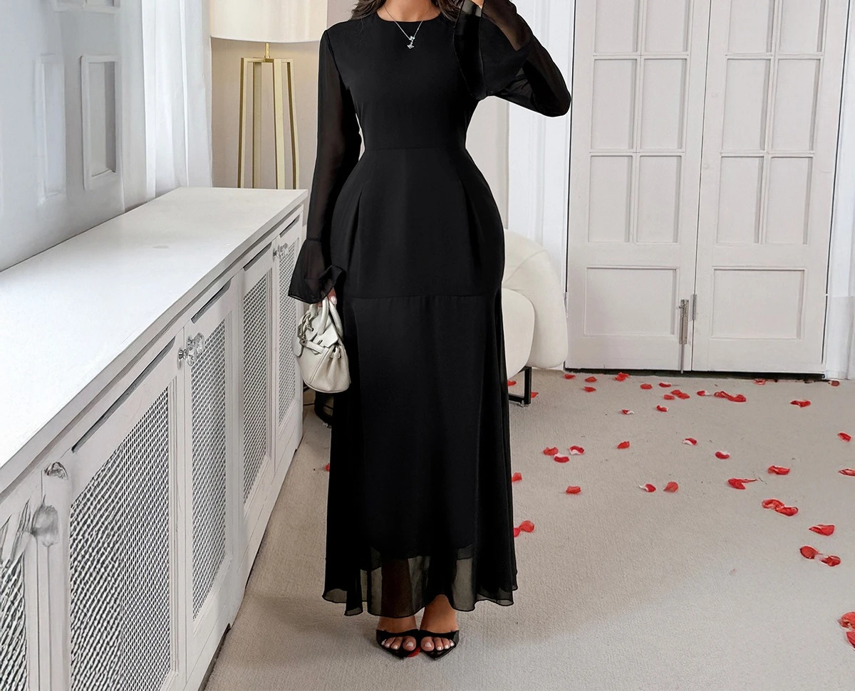 

Elegant Trumpet Long Sleeved Dress with Buttocks Wrapped Long Skirt Women's Clothing Autumn/winter 2025