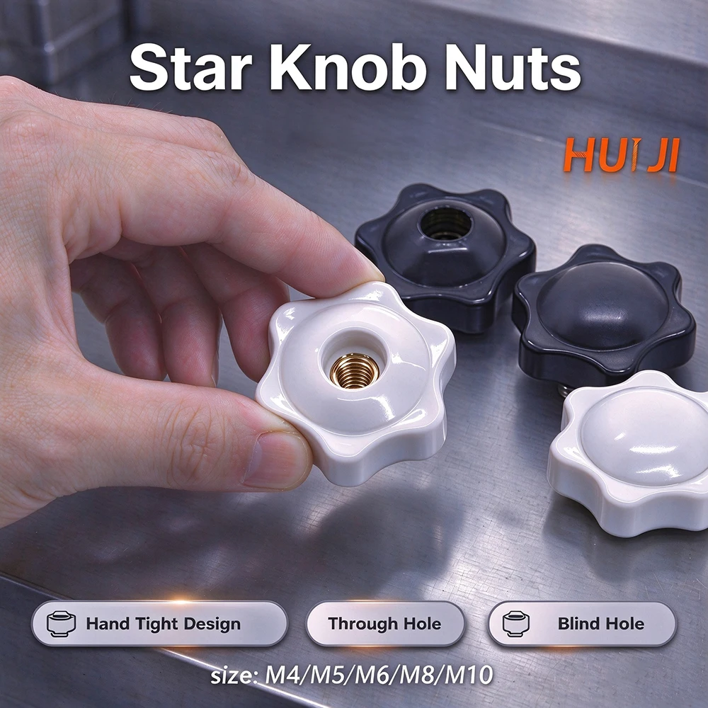 Black/White Bakelite Hand Tight Thumb Knob Nut M4 M5 M6 M8 M10 Through/Blind Hole Plum Handle Tighten Nut Fastener