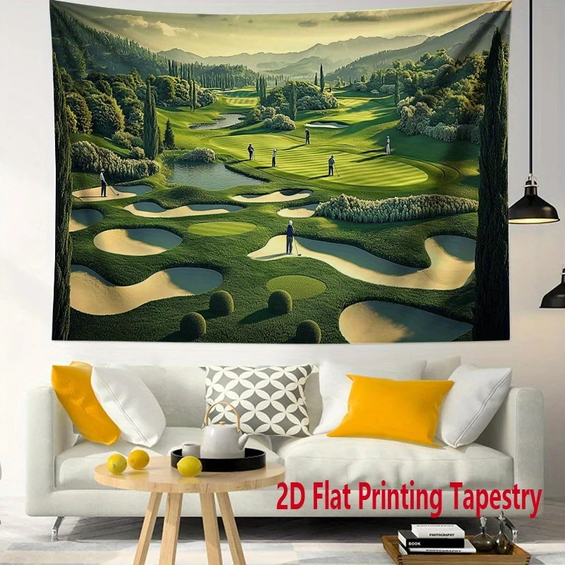 High Definition Golf Course Tapestry Wall Hanging Green Landscape Tropical View Wall Art Decor for Living Room Bedroom Home