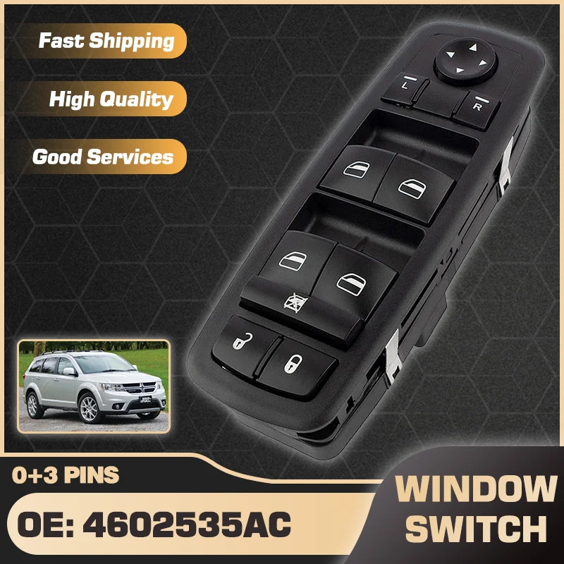 LHD Car Master Power Window Switch Button 4602535AC For Dodge JC Dodge Journey Fiat Freemont 2009-2014 Parts 4602535AD 0+3 Pins