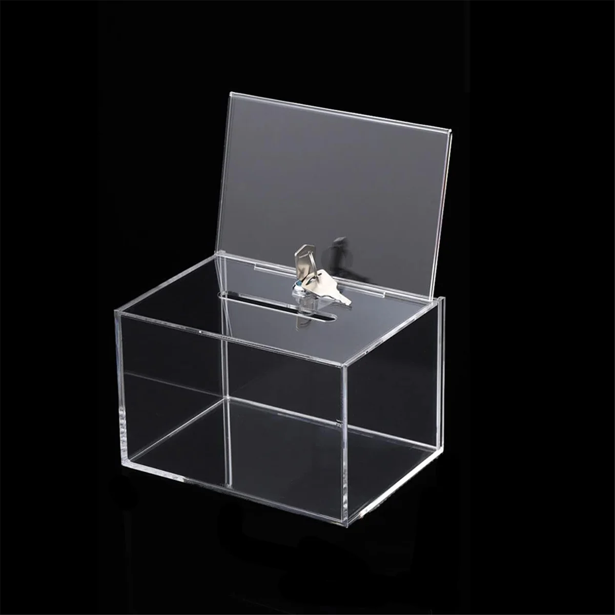 ELBA_Transparent Donation Box with Lock Money Collection Box Ballot Box