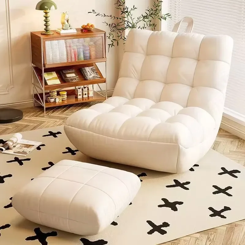 Lazy Bean Bag Chair with Removable Cover Tufted Design Single Leisure Sofa for Bedroom Balcony Rest