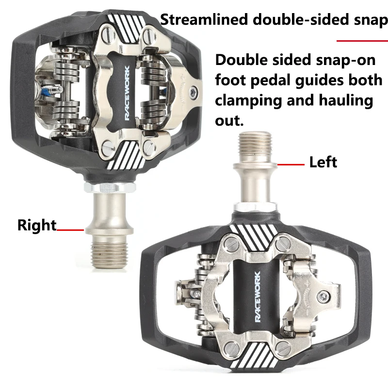 RACEWORK MTB велосипедная педаль с замком для системы Shimano SPD, нейлоновый корпус + сердечник из хром-молибденовой стали, двусторонняя фиксирующая подставка для ног