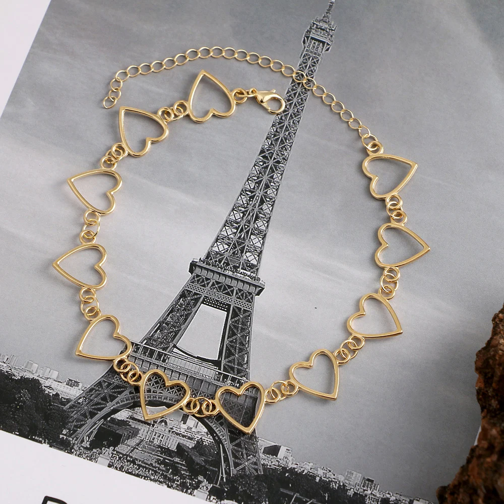 Hohle koreanische süße süße Liebe Aussage Herz kette Kragen Schmuck Halsreif Halskette für Freundin Frauen Geschenk Cosplay – Detail 7