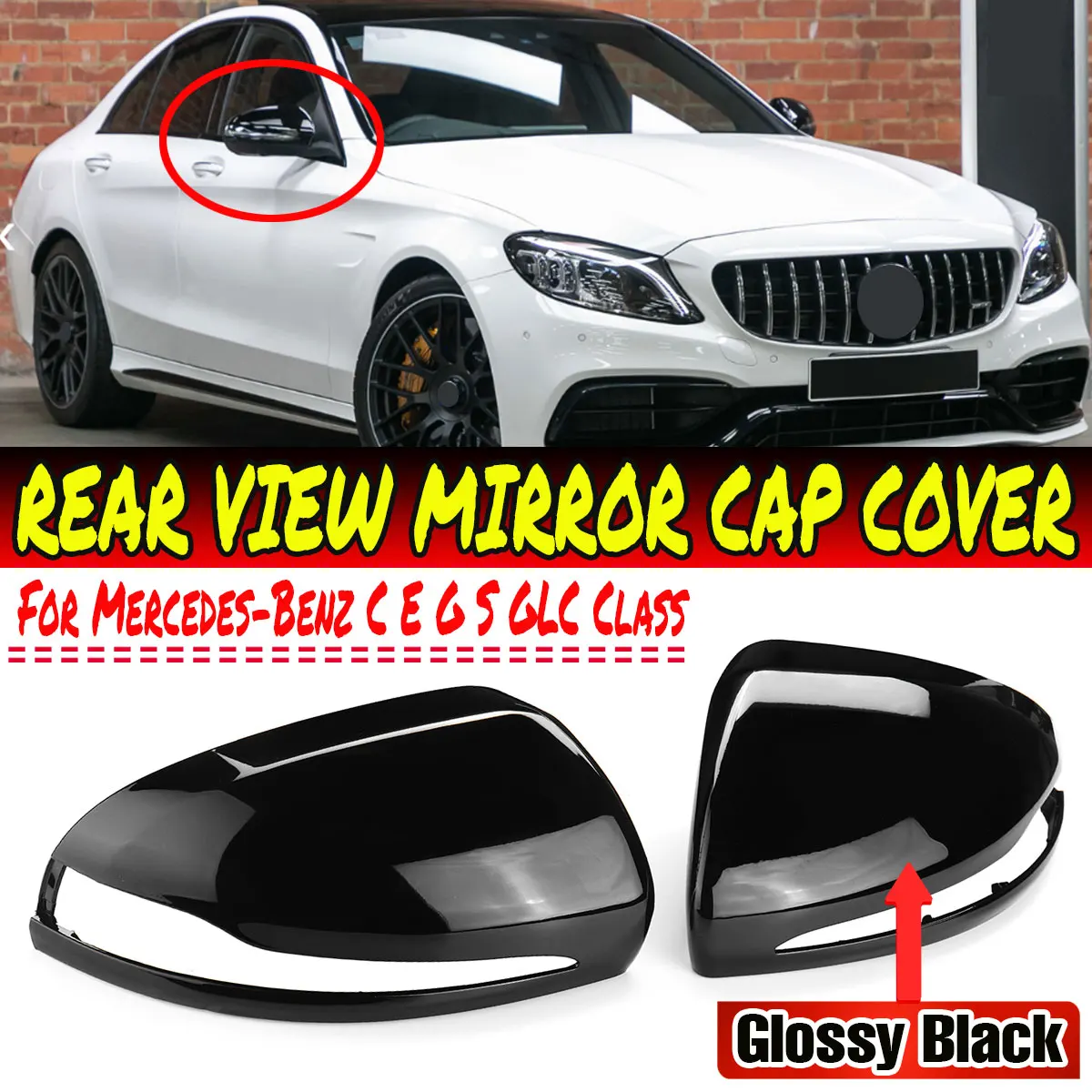 

1 Pair Replacement Rearview Side Wing Mirror Caps Covers For Mercedes Benz For Right Hand Drive Country Only