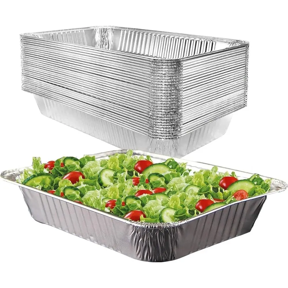 

Extra Heavy Duty Aluminum Foil Pans, 21x13, Disposable, Silver, 10 Pack for Baking, Cooking, Heating, Storing Food