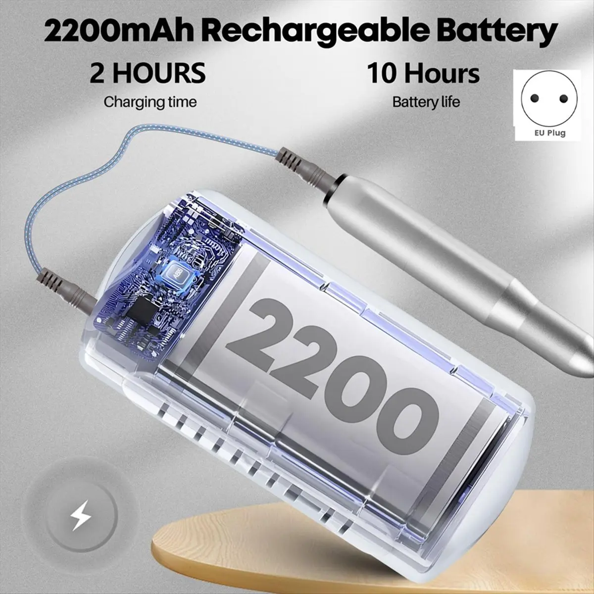 (AD11] Portable Nail Polish Grinder Battery-Powered Nail Polish Grinder for Gel Nails Polish Rechargeable Portable Nail EU Plug