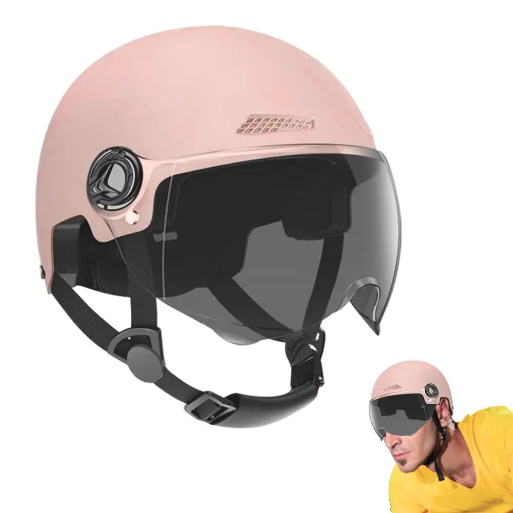 Fahrradhelm 3C-Zertifiziert für Männer, Frauen, Erwachsene und Kinder Cartoon-Elektrofahrrad-Motorrad-Halbhelm mit Schutzbrille – Detail 31