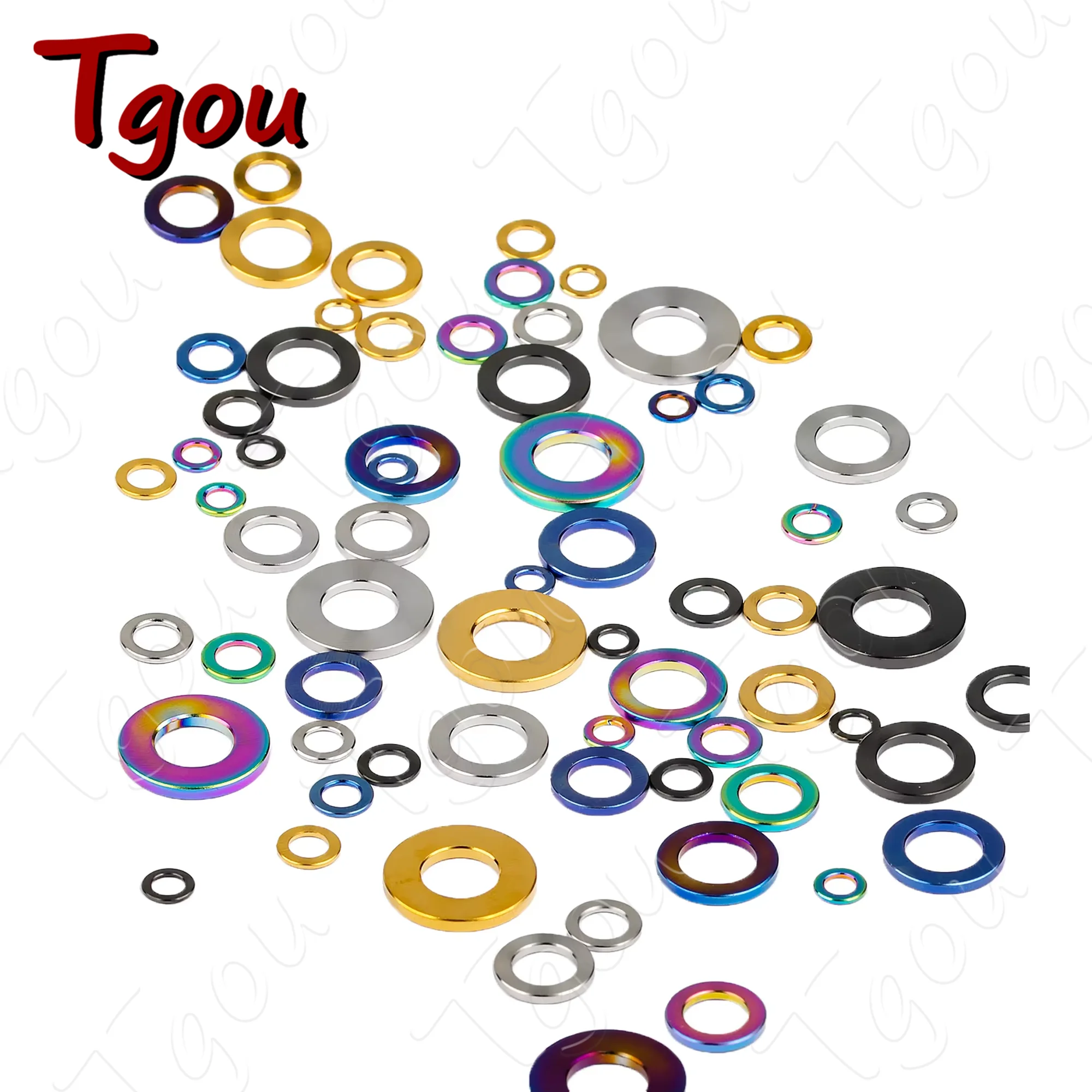 

Tgou Titanium Washer M4 M5 M6 M7 M8 M10 Flat Gasket for Bicycle Motorcycle 10pcs