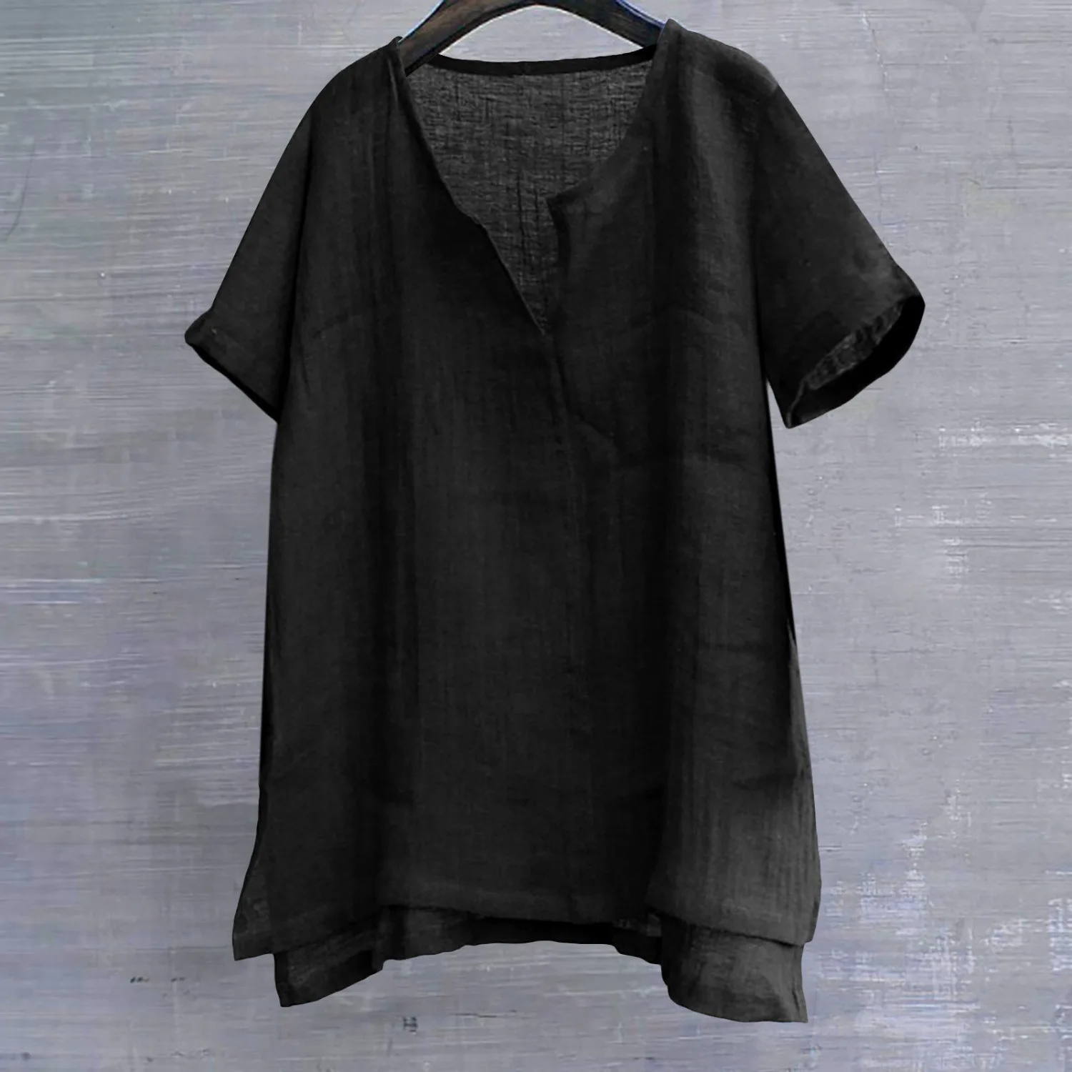 Summer Men Cotton Linen Tshirts Solid Color Korean Fashion Men Short Sleeve Short Sleeve Tshirt Mens Clothing Plus Size 4Xl