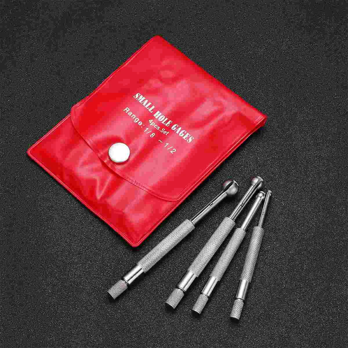 UKCOCO 4 Pcs Full-Ball Small Bore Hole Precision Gage Gauge Set Telescoping Full Round Spherical Shaped Hardened Bore Gauge 3 to