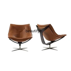 Custom Italian Modern Light Luxury Model Room Designer Single Leisure Chair Armchair Swivel Rocking Chair Balcony Lazy Recliner