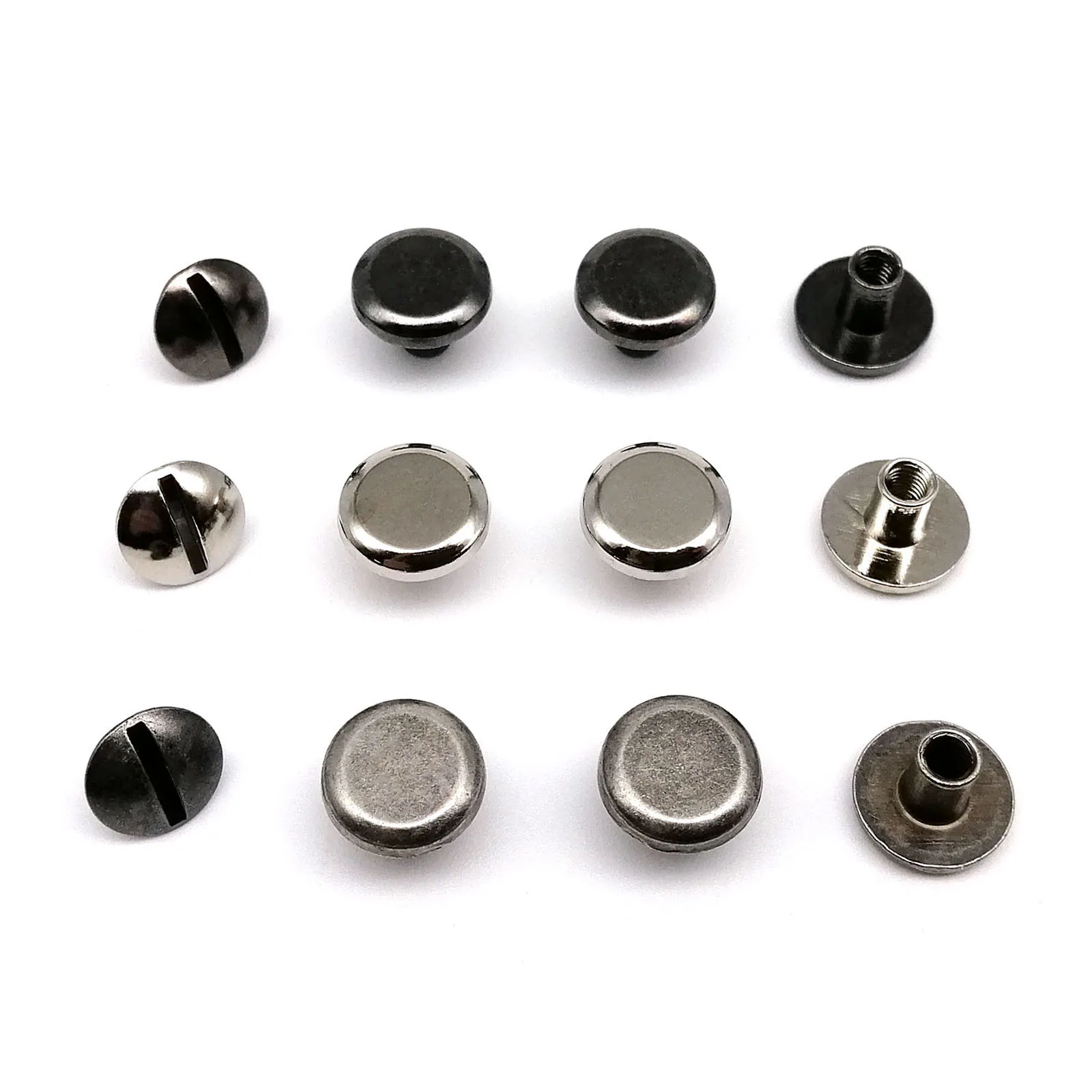 10pcs Metal Head Diameter 10mm Screwback Chicago Screw Nail Binding Rivet Stud for Leather Shoulder Bag Belt Strap Wallet DIY