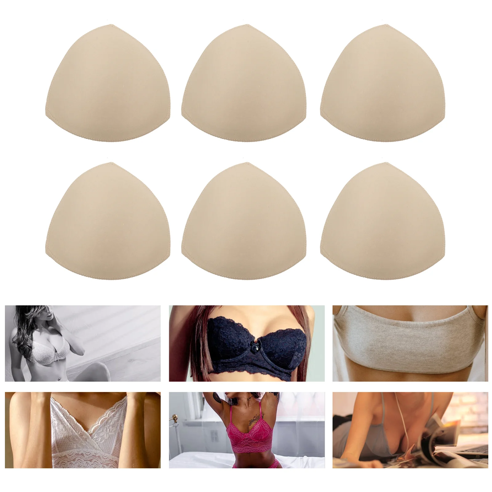 3 Pairs Swimsuit Breast Pad Inserts Push Up Bra Pads Padded Detachable Sponge Material Miss Corset Top