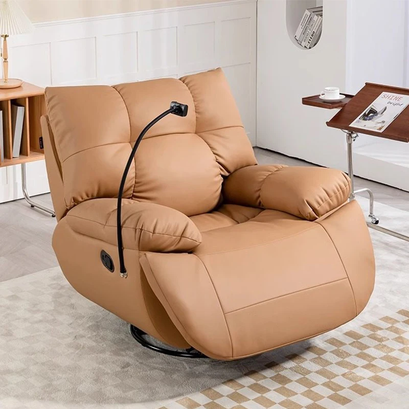 Living Room Electric Leather Chair Modern Voice Control Reclining Chair Light Luxury Single Sofa Rocking Lounge Chair Recliner