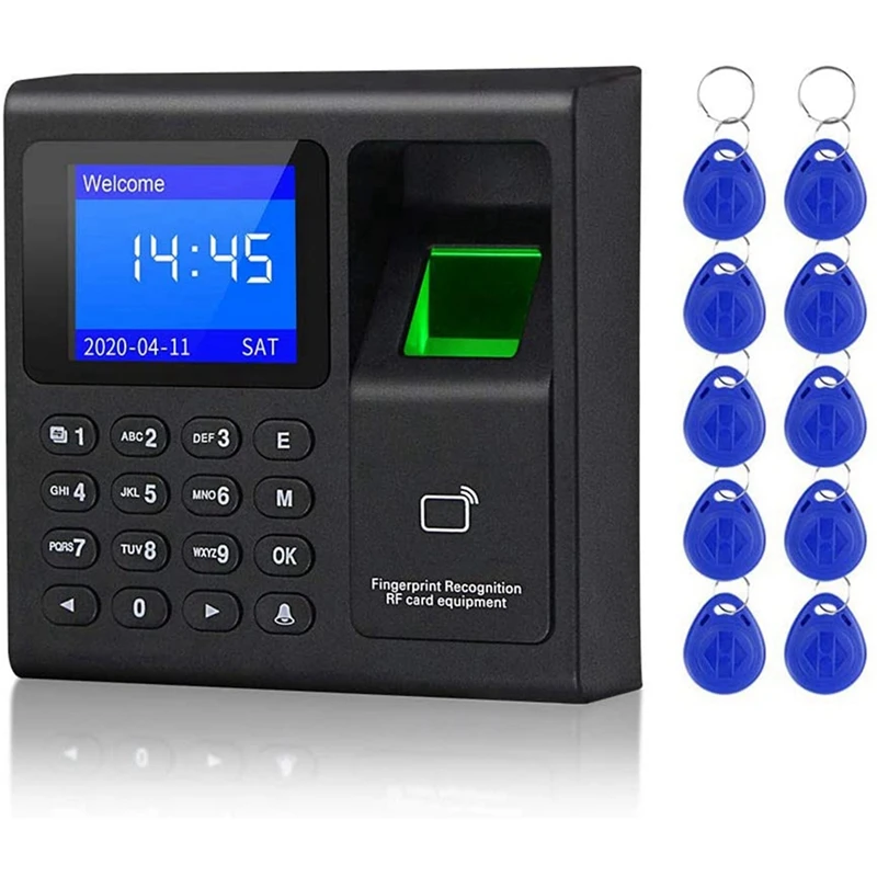 2X Biometric RFID Access Control System RFID Keypad USB Fingerprint System Electronic Time Clock Attendance Machine