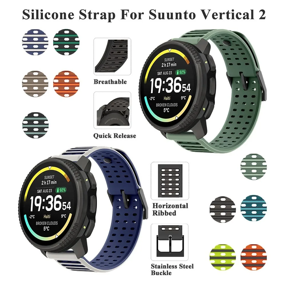 

Silicone Breathable Band for Suunto Vertical 2 Watch Strap Stainless Steel Buckle Sport Comfort Strap for Suunto Vertical 2 Band