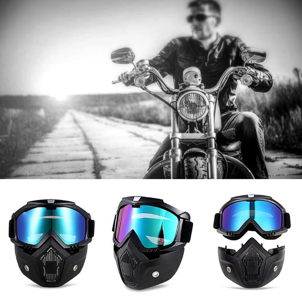 Mask Men Windproof Snowboard Goggles Skiing Glasses Motorcycle Glasses With Face Mask Protection UV Protection Women Glasses