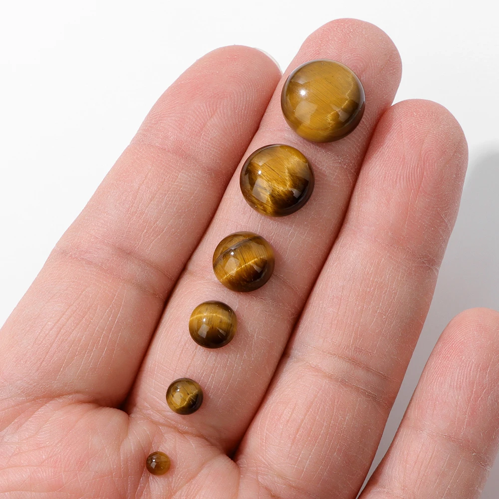 10Pcs/Lot 4 6 8 10 12 14mm Stone Cabochons Natural Stone Tiger Eye Cabochon Beads Round Smooth Gems Cabochon for Jewelry Making